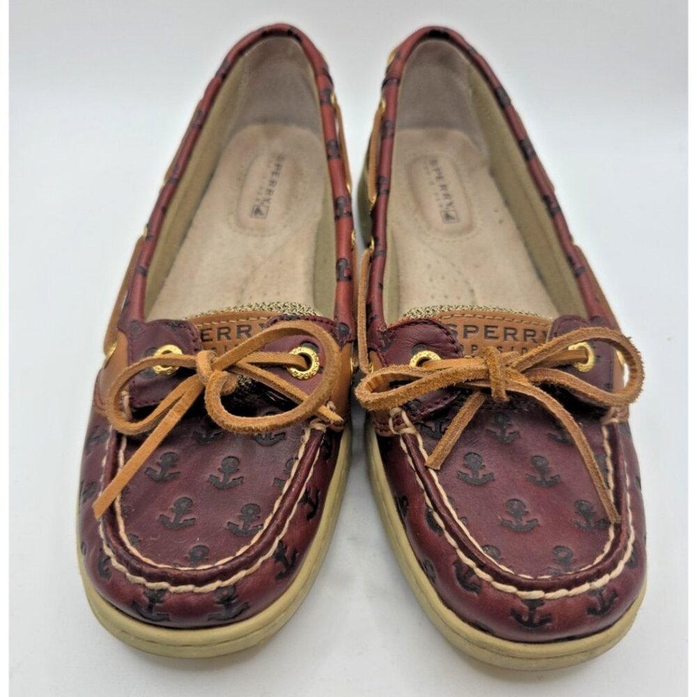 Sperry's Boat Shoes Leather Women’s 6.5 Brown Plaid Anchors Loafers